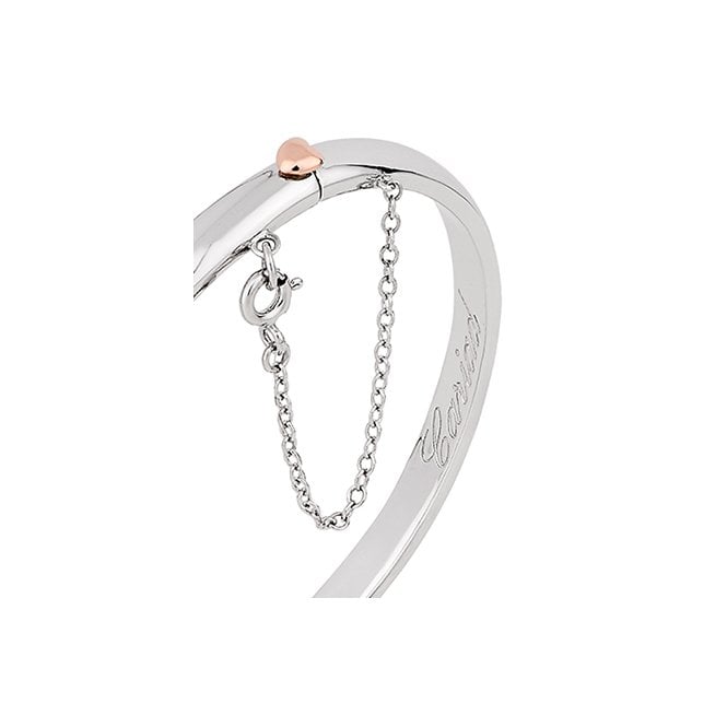 Cariad Silver Bangle with Safety Chain