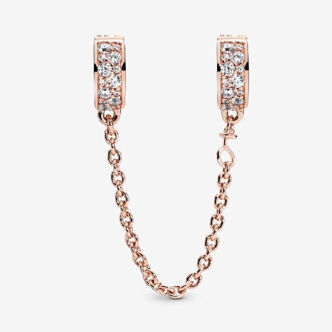 Rose Clear Pave Safety Chain Clip Charms, 5cm