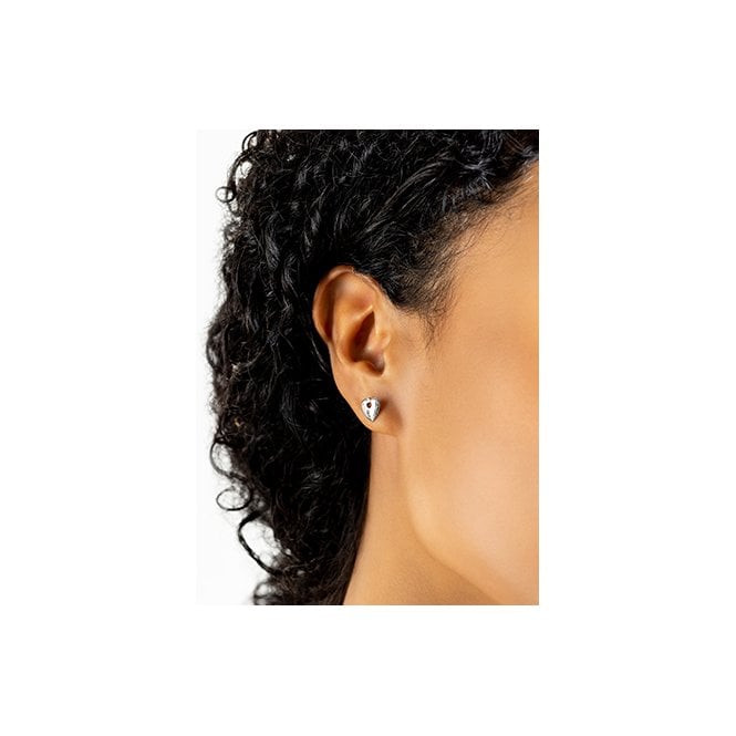 Cariad Silver Heart Stud Earrings