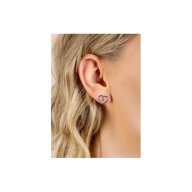 Tree of Life Heart Silver Stud Earrings