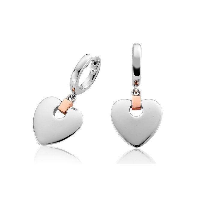 Cariad Silver Heart Drop Earrings