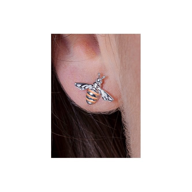 Honey Bee Silver Stud Earrings