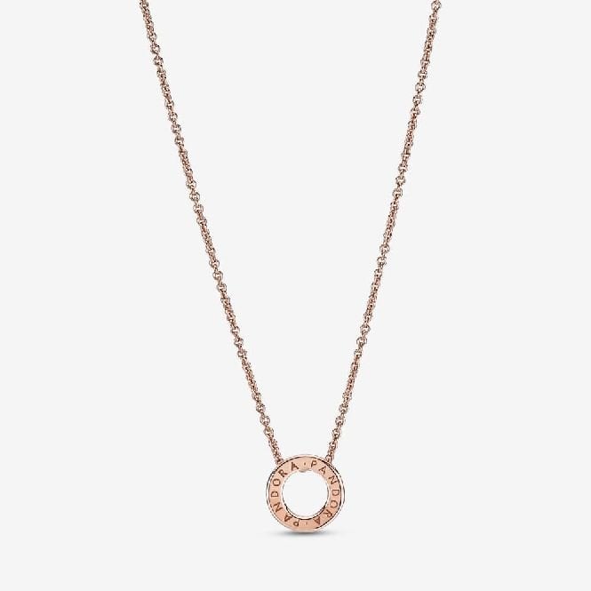 Rose Logo Pave Circle Collier Necklace, 45cm