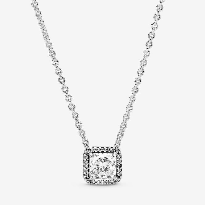 Square Sparkle Halo Necklace, 45cm