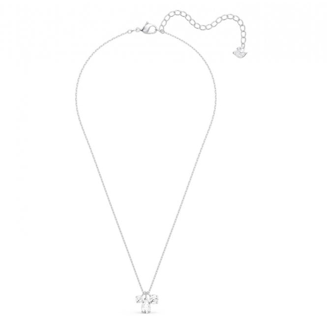 Mesmera Cluster White Crystal Pendant Necklace in Rhodium Silver