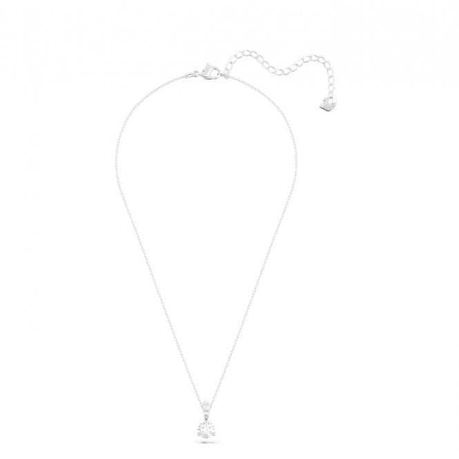 Stilla White Crystal Pendant Necklace in Rhodium Silver