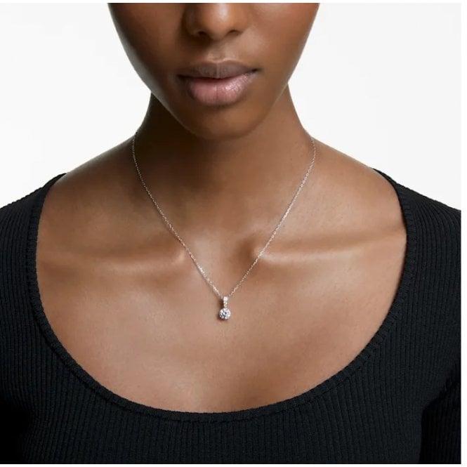 Stilla White Crystal Pendant Necklace in Rhodium Silver