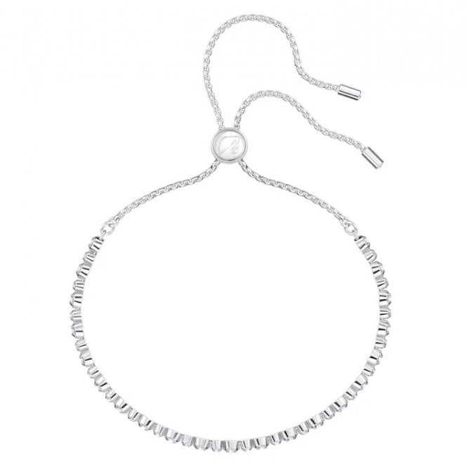 Matrix Tennis White Crystal Bracelet in Rhodium Silver