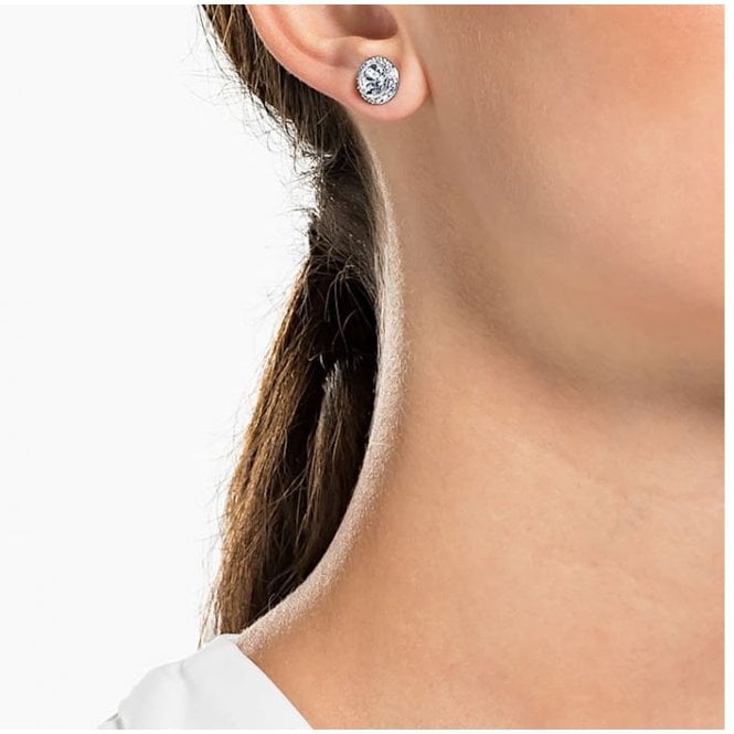 Una Angelic White Crystal Pave Earrings in Rhodium Silver