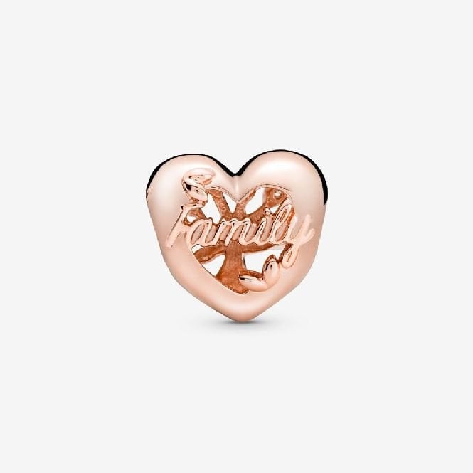 Rose Openwork Family Tree Heart Charms