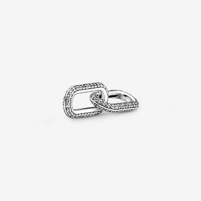 ME Styling Silver White Pave Double Chain Link