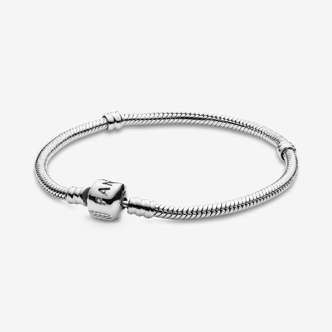 Pandoraブレスレット Pandora Moments Snake Chain Barrel Clasp Bracelet, 17cm, 590702HV-17