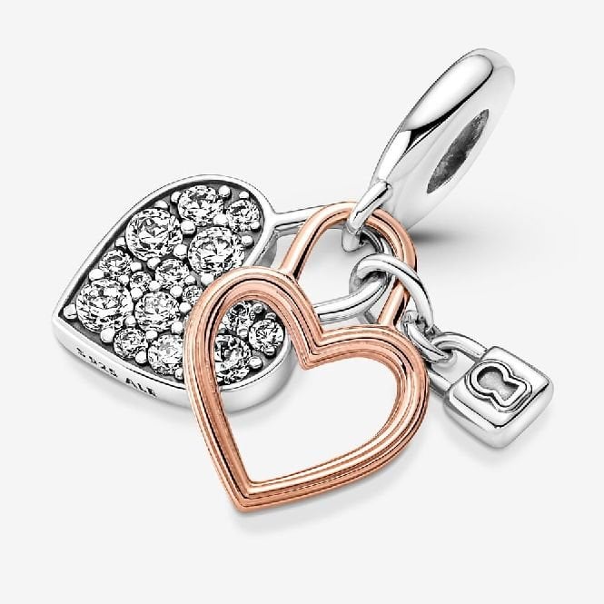Heart Padlock Double Dangle Charms