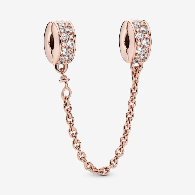 Rose Clear Pave Safety Chain Clip Charms, 5cm