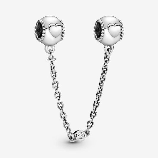 Pandora Embossed Hearts Safety Chains, 5cm