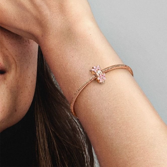Rose Pink Daisy Spacer Clip Charms