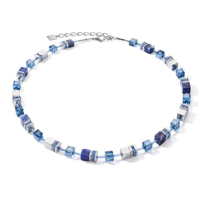 GeoCUBE Necklace in Silver with Sodalite & Haematite Blue
