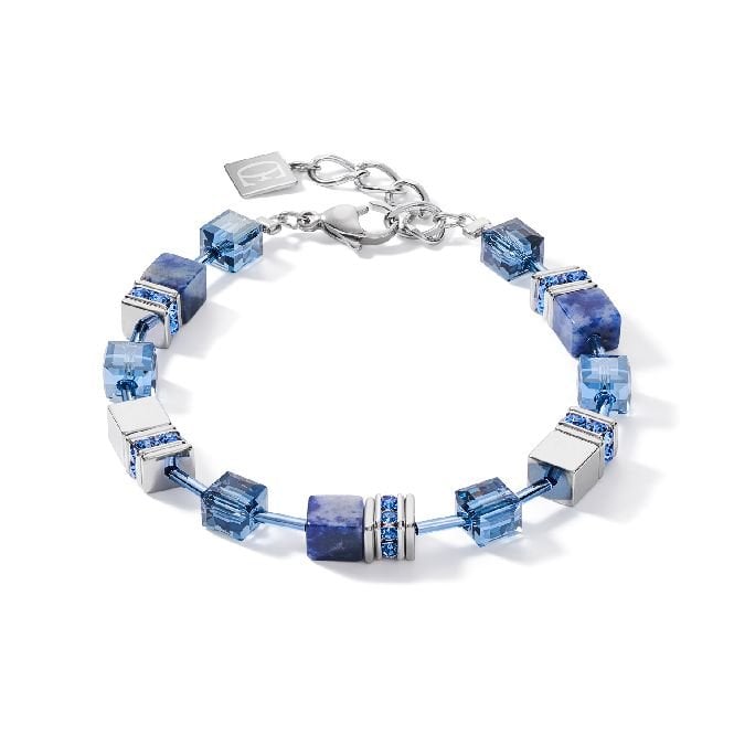 GeoCUBE Bracelet in Silver with Sodalite & Haematite Blue