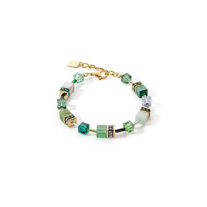 GeoCUBE Iconic Precious Bracelet in Gold & Green