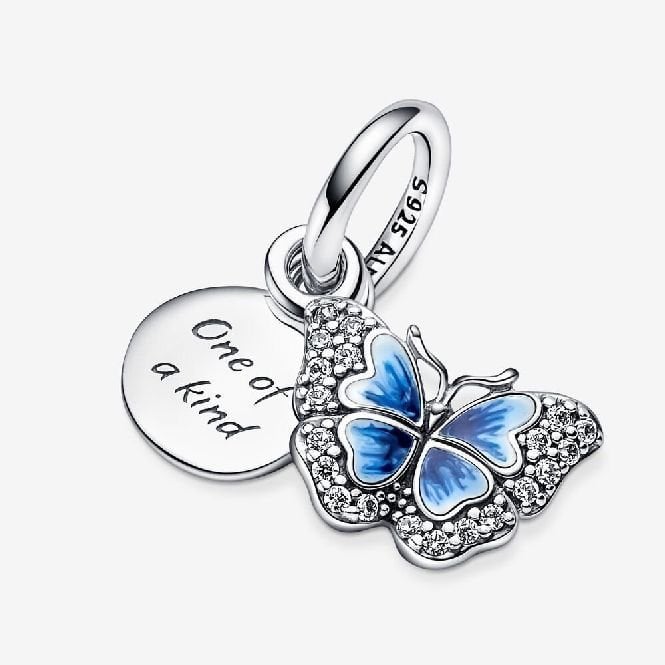 Blue Butterfly One of A Kind Double Dangle Charms