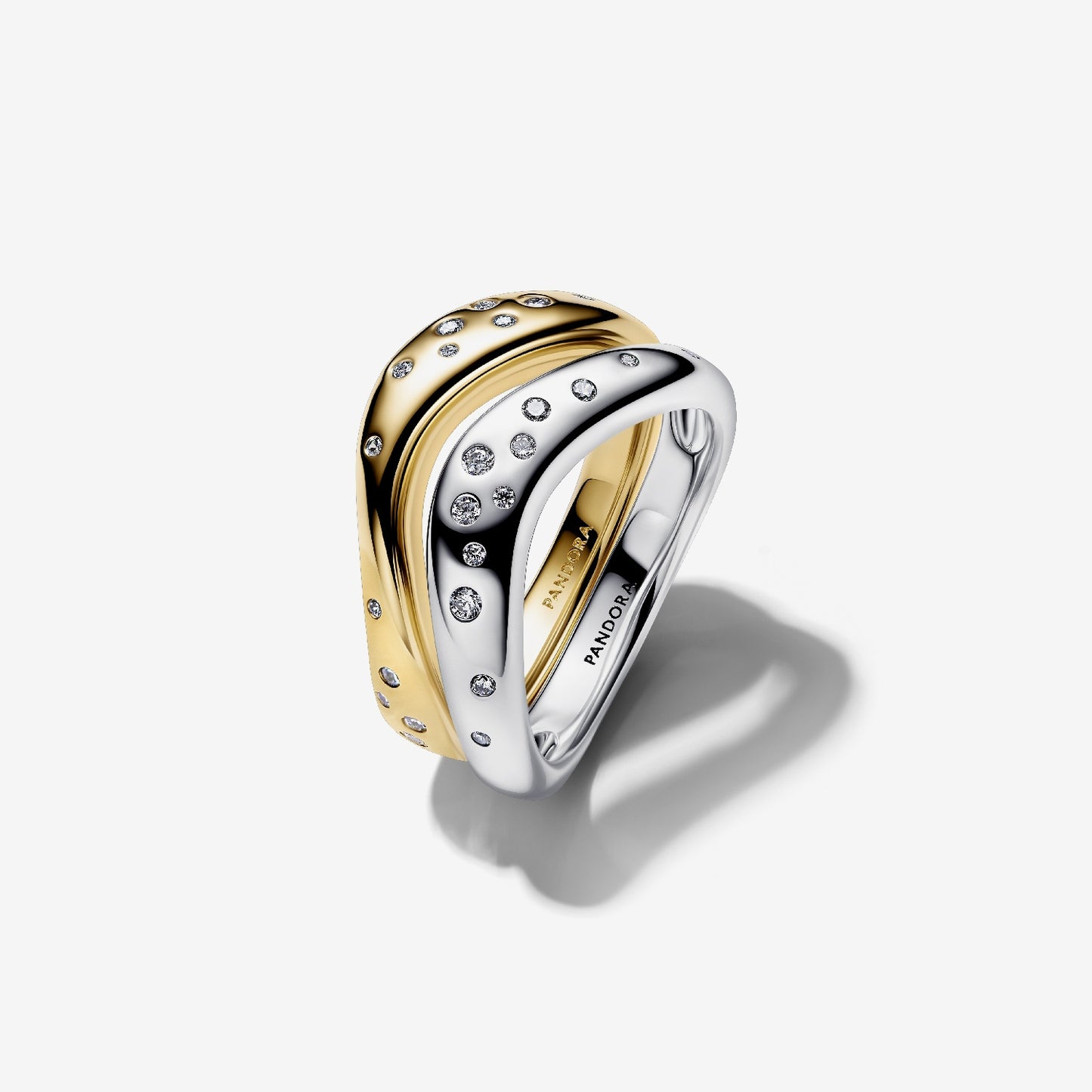 Organically Shaped Two-Tone Stacking Rings, Size 52