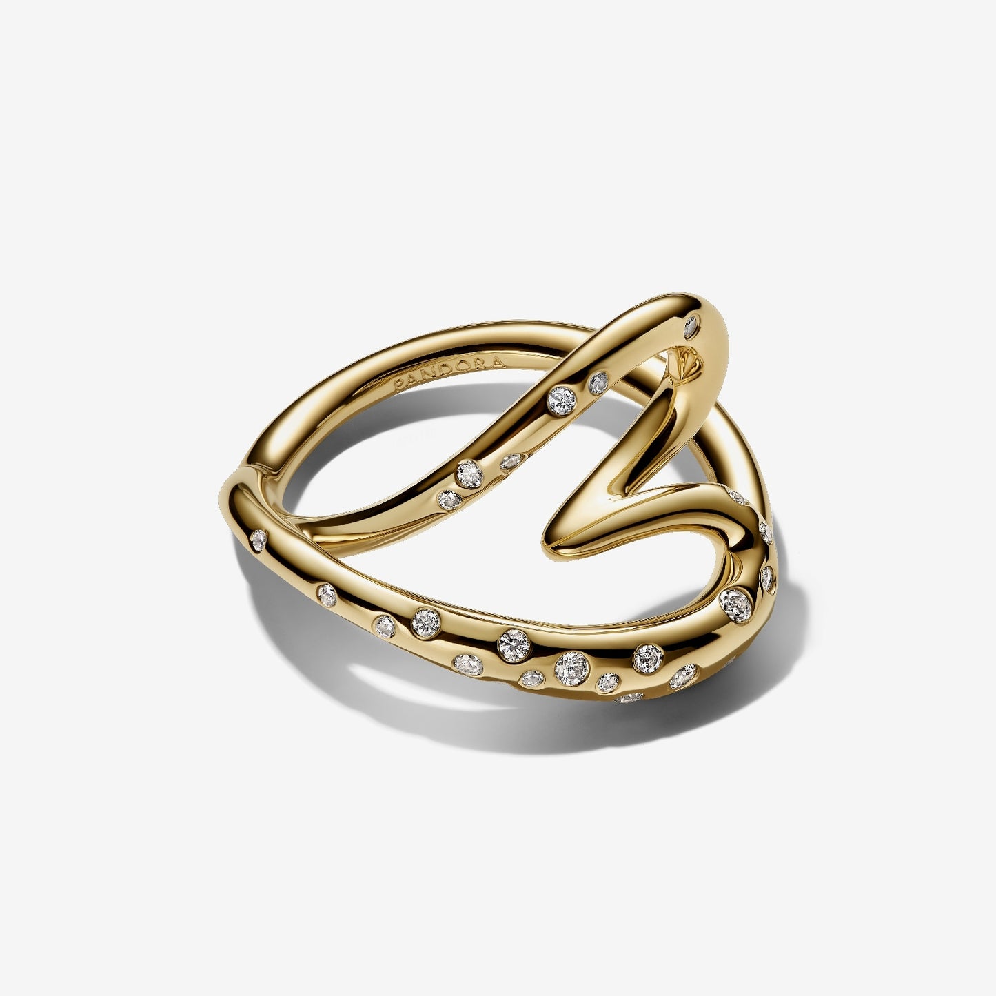Organically Shaped Stone-Set Heart Ring, Size 54