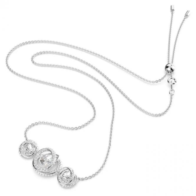Generation Necklace with White Crystal in Rhodium Silver