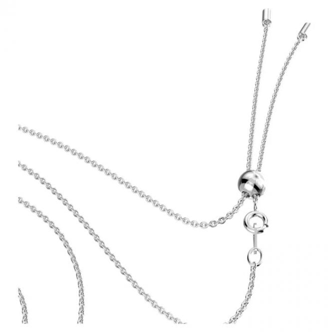 Generation Necklace with White Crystal in Rhodium Silver