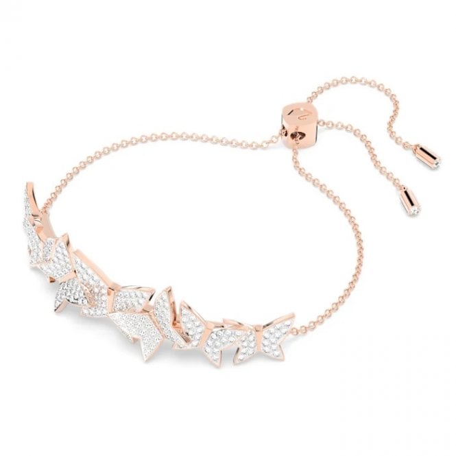 Lilia Butterfly Bracelet with White Crystal in Rose Gold