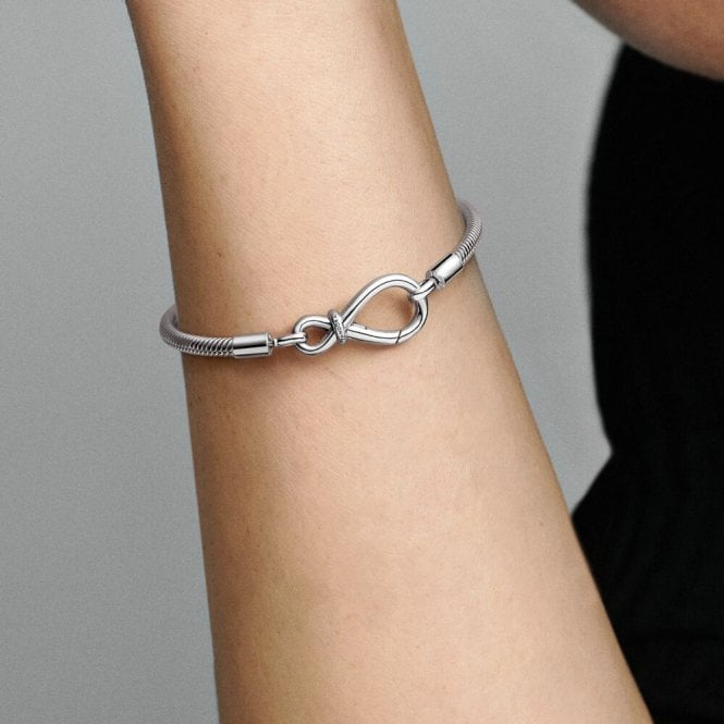 Moments Infinity Knot Snake Chain Bracelet, 17cm