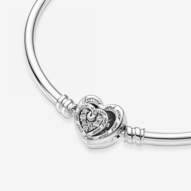 Moments Entwined Infinite Hearts Clasp Bangle, 19cm