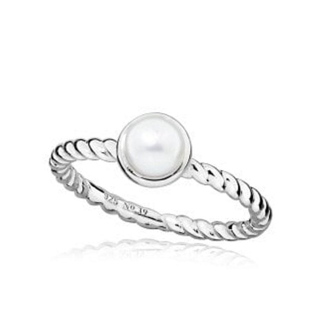 Silver and White Pearl June Birthstone Ring, Size P