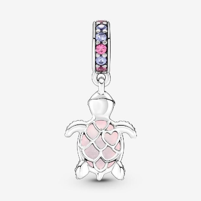 Murano Glass Pink Sea Turtle Dangle Charms