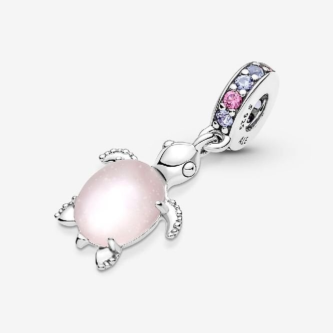 Murano Glass Pink Sea Turtle Dangle Charms