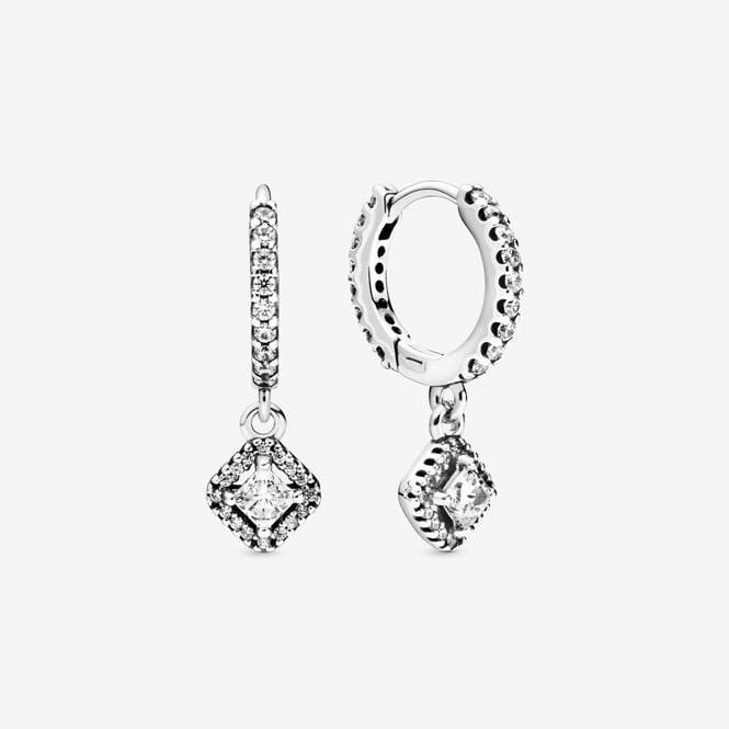 Square Sparkle Hoop Earrings