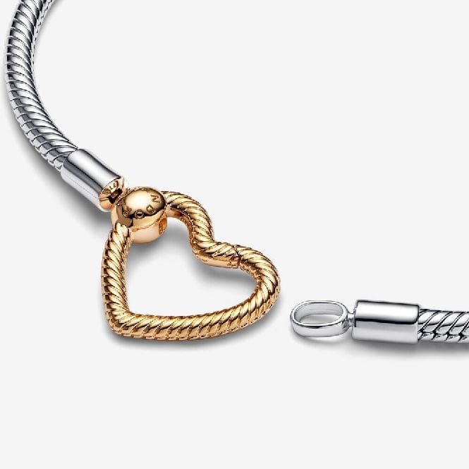 Moments Gold Heart Closure Snake Chain Bracelet, 18cm
