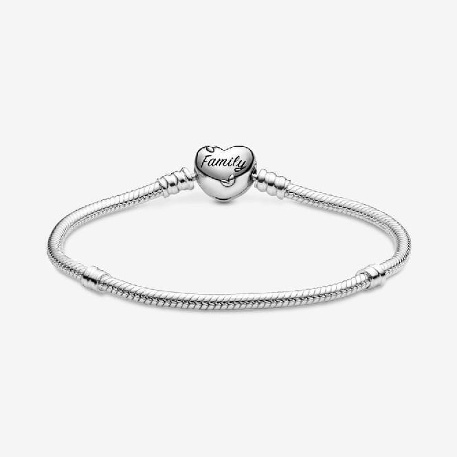 Moments Family Tree Heart Clasp Snake Chain Bracelet, 16cm