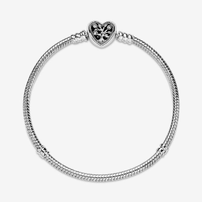 Moments Family Tree Heart Clasp Snake Chain Bracelet, 16cm