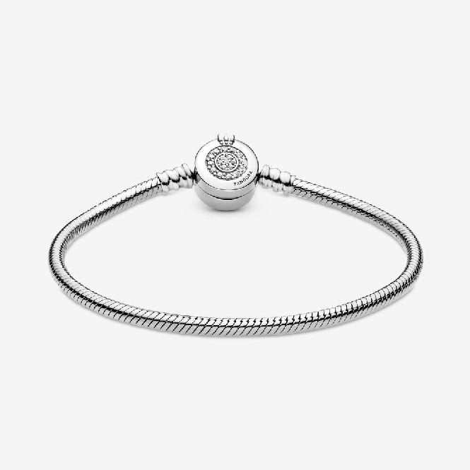 Moments Sparkling Crown O Snake Chain Bracelet, 21cm