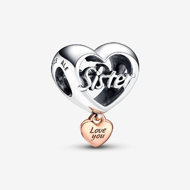 Love You Sister Heart Charms