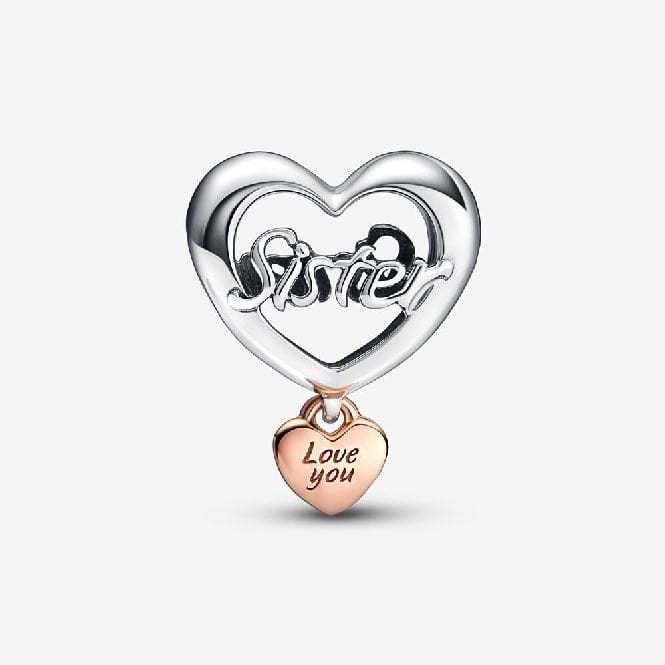 Love You Sister Heart Charms