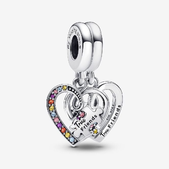 Puzzle Piece Hearts Splittable Friendship Dangle Charms