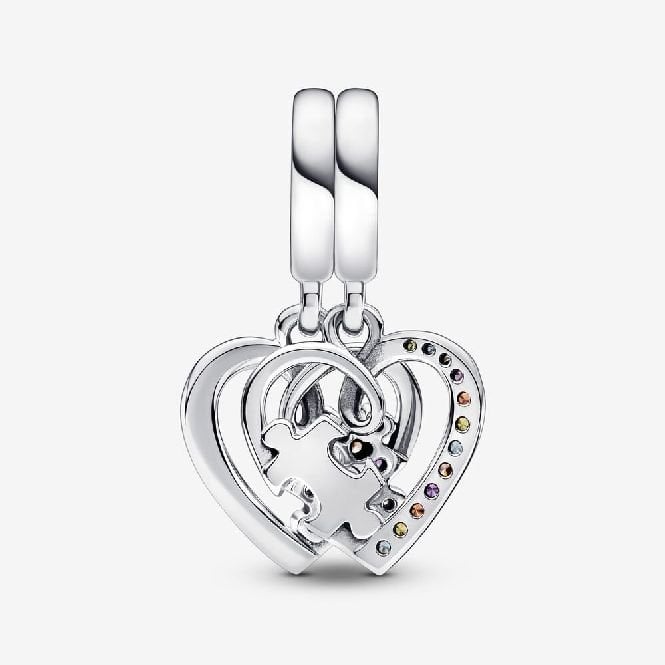 Puzzle Piece Hearts Splittable Friendship Dangle Charms