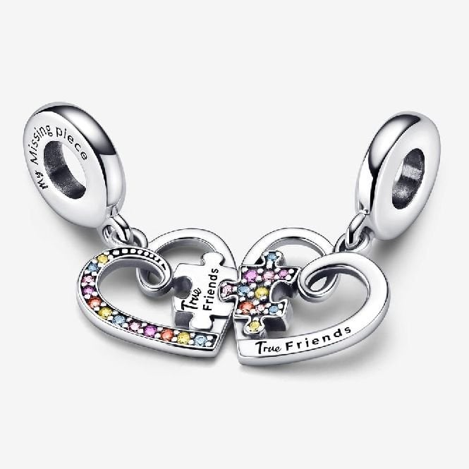 Puzzle Piece Hearts Splittable Friendship Dangle Charms