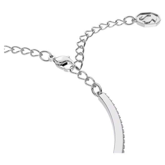 Una Bangle with Octagon-Cut White Crystal in Rhodium Silver