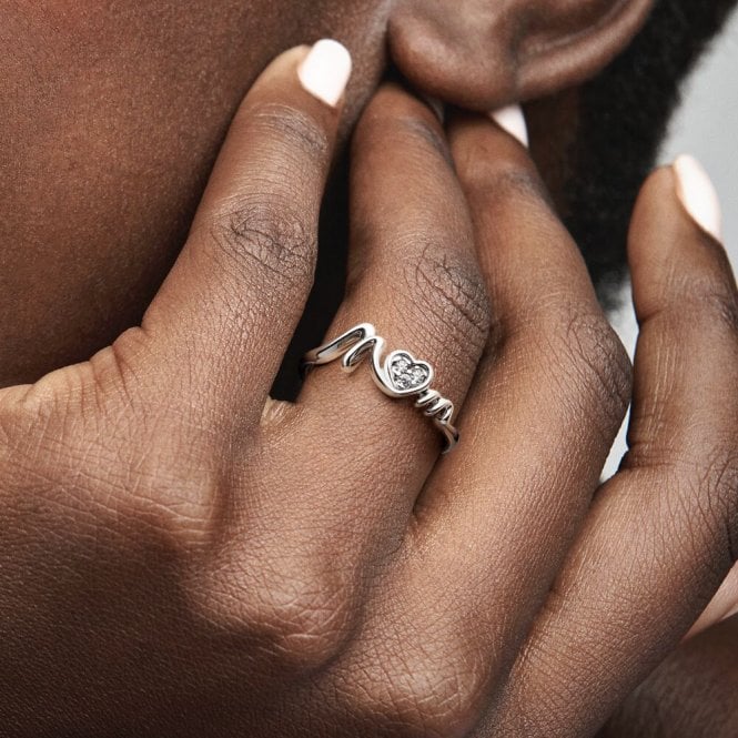 Mum Pave Heart Ring, Size 58