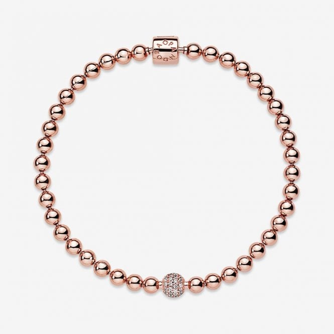 Rose Beads & Pave Bracelet, 21cm