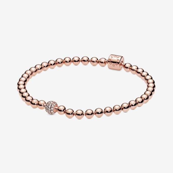 Rose Beads & Pave Bracelet, 19cm