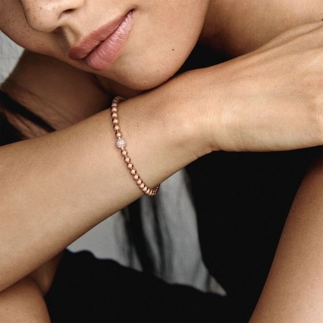 Rose Beads & Pave Bracelet, 21cm