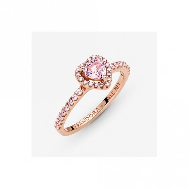 Rose Sparkling Elevated Pink Heart Ring, Size 58